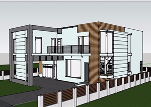 现代风格多层别墅素材SU(草图大师)模型