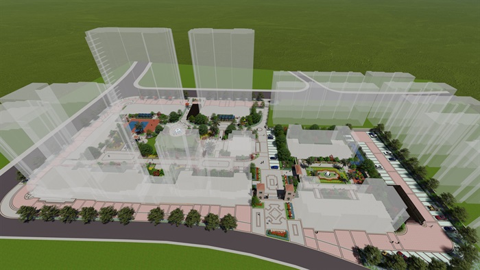 某绿城管理设计的小区景观效果图su模型