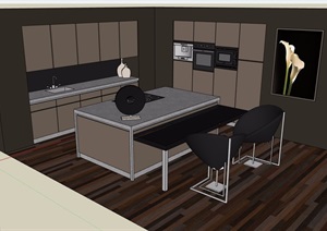 现代风格室内厨房SU(草图大师)模型