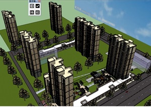 高层建筑住宅小区设计SU(草图大师)模型-WWW.52EDY.COM
