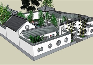 中国古典园林SU(草图大师)建筑模型