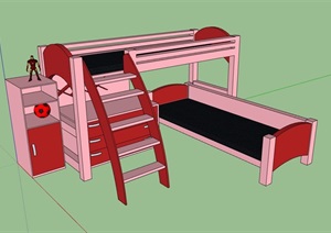 儿童卧室床设计SU(草图大师)模型