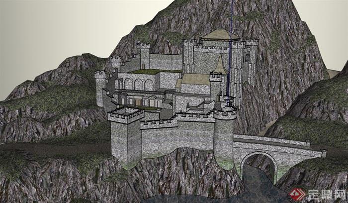 欧式风格城堡别墅设计su模型