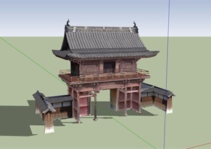 某旅游区门楼建筑设计SU(草图大师)模型