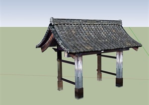 古典中式风格独特亭子SU(草图大师)模型