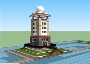 海洋观测站详细建筑设计SU(草图大师)模型