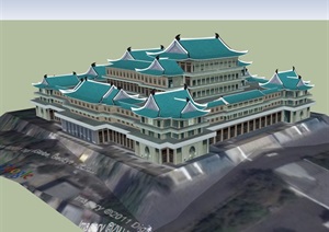 朝鲜人民大学习堂详细建筑SU(草图大师)模型