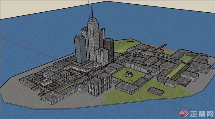 某城市详细综合建筑体设计su模型