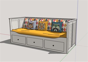 室内独特详细的沙发SU(草图大师)模型