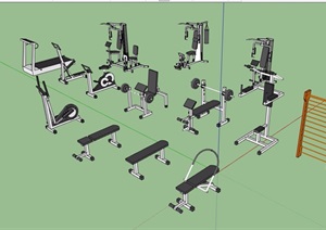 某多种不同的健身器材素材设计SU(草图大师)模型