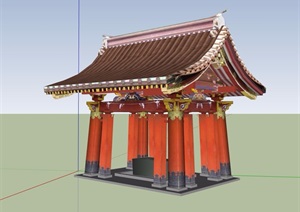 古典中式凉亭详细设计SU(草图大师)模型