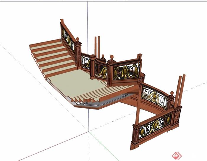 某欧式风格楼梯室内素材设计su模型