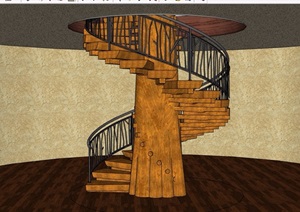 旋转楼梯踏步素材设计SU(草图大师)模型