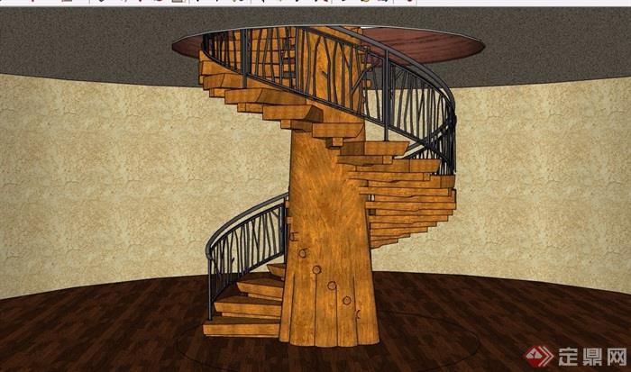 旋转楼梯踏步素材设计su模型