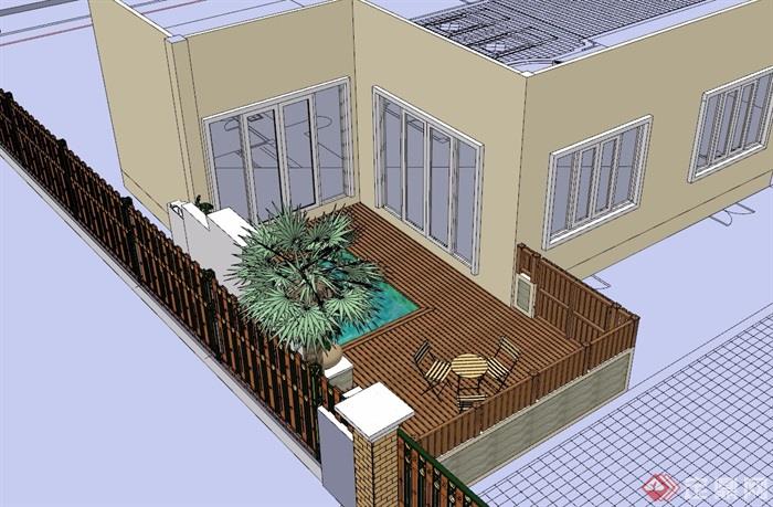 住宅小庭院景观su模型