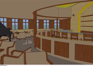 现代室内餐厅空间设计SU(草图大师)模型