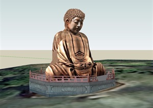 某古典中式风格佛像雕塑设计SU(草图大师)模型