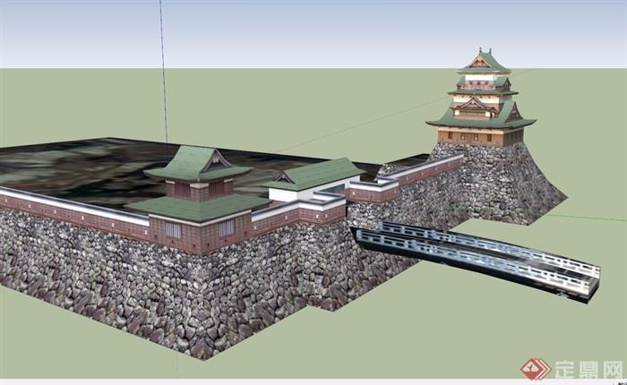 寺庙详细设计su模型