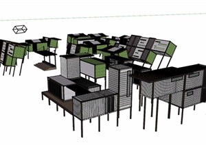 多种不同的集装箱建筑素材SU(草图大师)模型