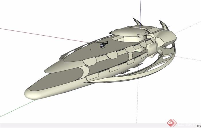创意飞行船设计su模型