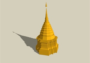 东南亚风格景观塔素材设计SU(草图大师)模型