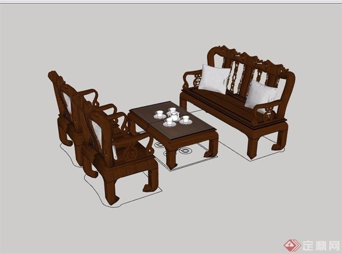 中式风格桌椅家具素材设计su模型