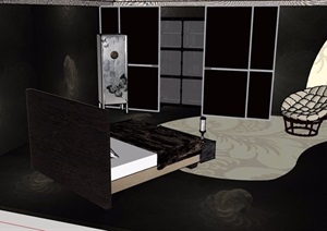 某住宅室内卧室家具素材设计SU(草图大师)模型