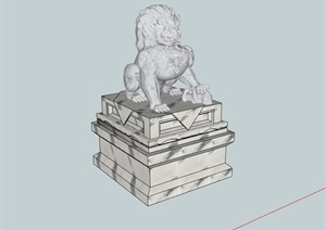 经典详细的石狮子雕塑素材设计SU(草图大师)模型