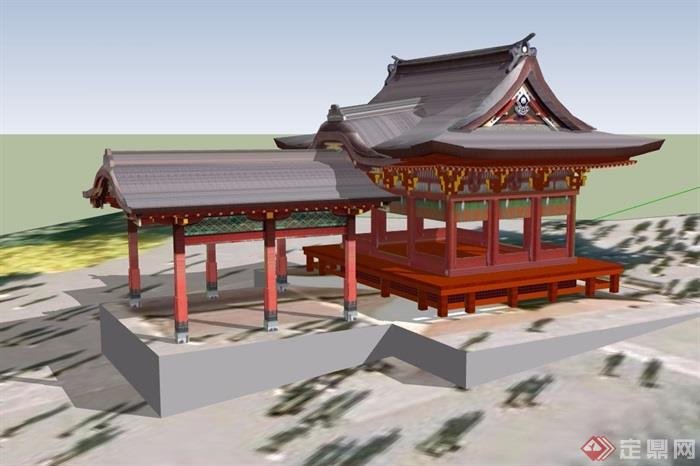 古典中式风格详细亭廊组合su模型