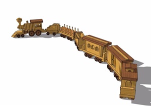 木质火车游乐素材设计SU(草图大师)模型