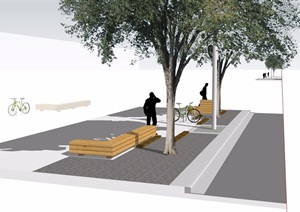 园林景观现代长条坐凳设计SU(草图大师)模型
