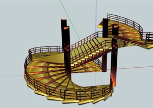 某详细的楼梯素材是设计SU(草图大师)模型