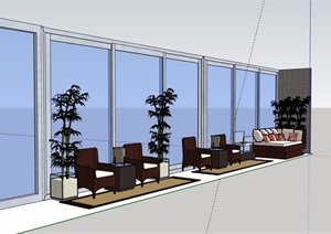 住宅室内空间沙发设计SU(草图大师)模型