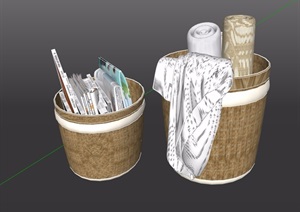 某室内杂物桶素材设计SU(草图大师)模型