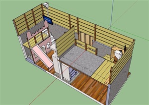 住宅室内空间剖面空间SU(草图大师)模型