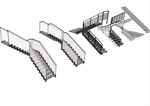 多个建筑楼梯素材设计SU(草图大师)模型