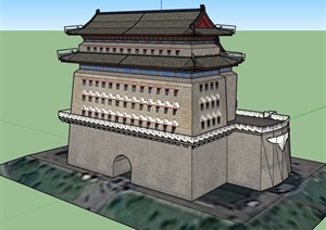 旅游景区古典建筑SU(草图大师)模型