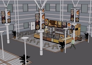 现代风格餐饮空间详细设计SU(草图大师)模型