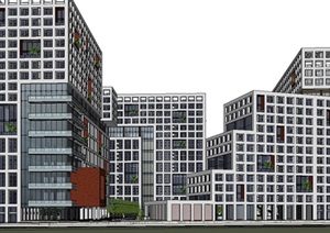 现代模数化建筑表皮大型绿色生态商业办公住宅楼文化创意园综合建筑
