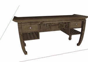 中式木桌素材设计SU(草图大师)模型