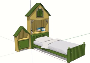 欧式风格详细卧室床设计SU(草图大师)模型