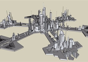 某城市综合楼群建筑设计SU(草图大师)模型