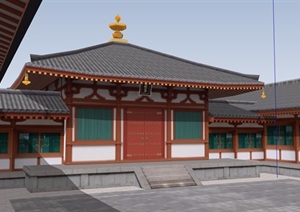 古典中式单层寺庙建筑素材SU(草图大师)模型