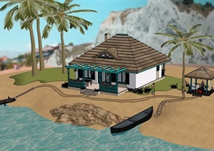 某英式滨海度假别墅设计SU(草图大师)模型