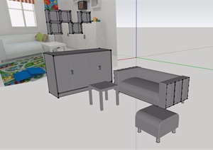 某室内家具桌柜素材设计SU(草图大师)模型