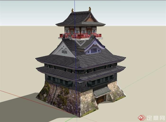 古典中式详细寺庙su建筑模型