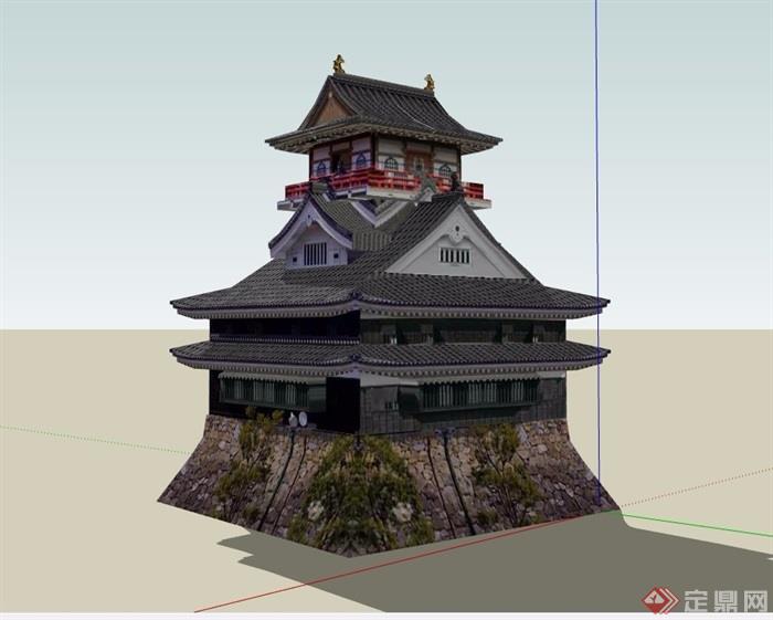 古典中式详细寺庙su建筑模型