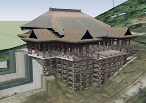 某山地古建寺庙设计SU(草图大师)模型