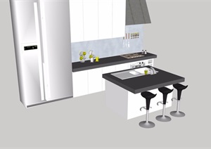 现代室内厨房空间设施设计SU(草图大师)模型