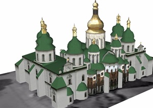 某欧式风格详细完整的教堂展览建筑设计SU(草图大师)模型